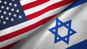 Israel and United States two flags together relations textile cloth fabric texture
