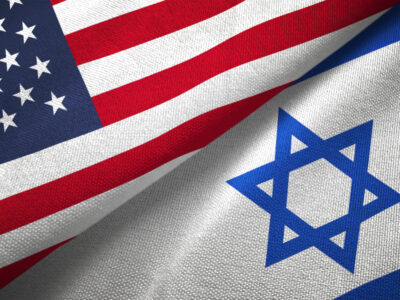 Israel and United States two flags together relations textile cloth fabric texture
