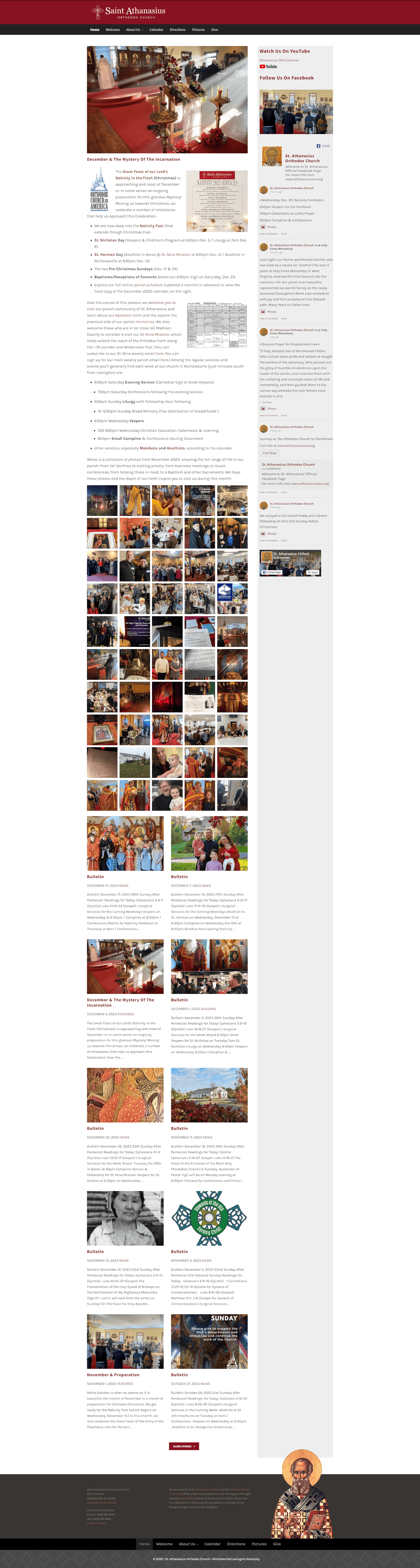 Saint Athanasius Orthodox Church website home page