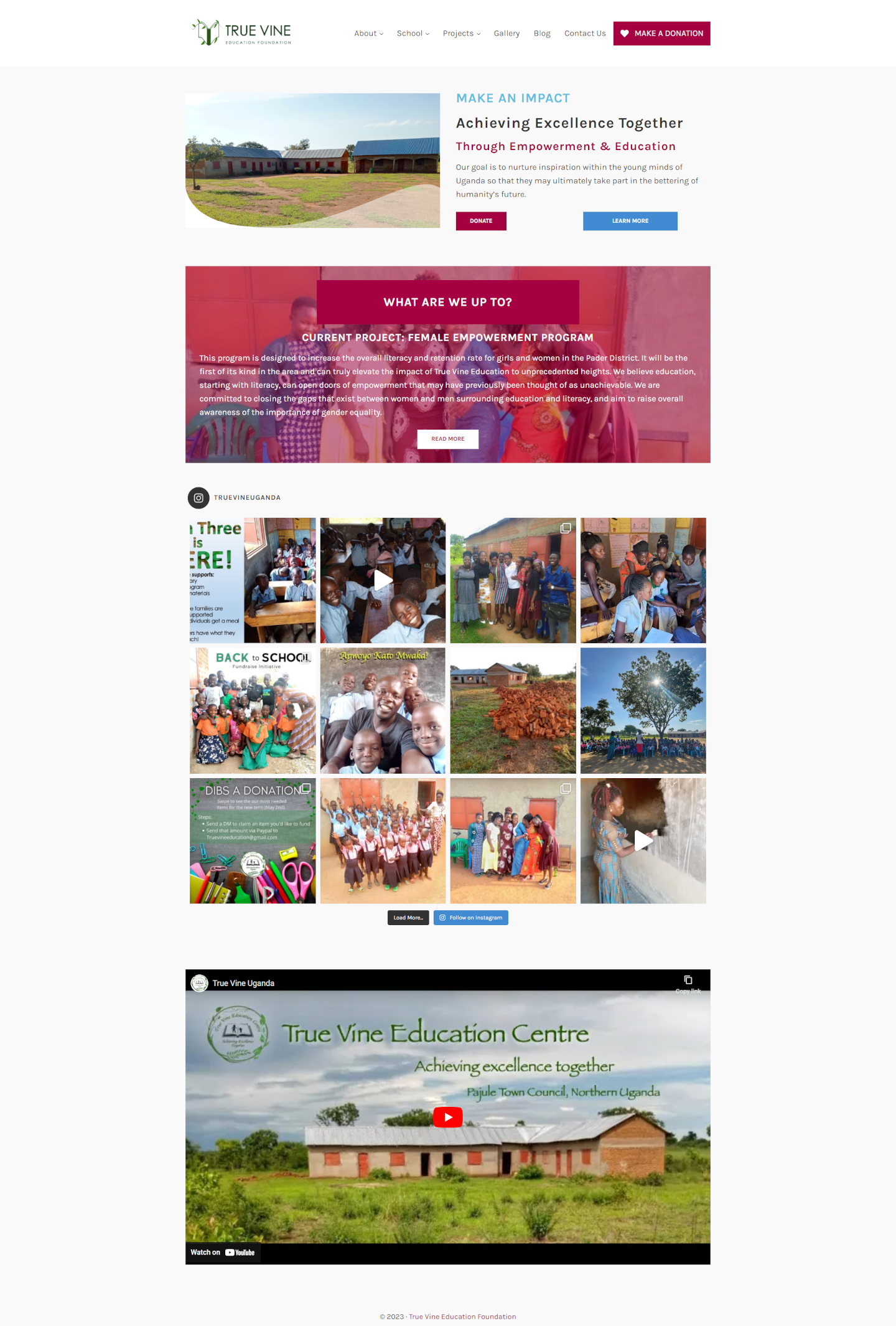 True Vine Education home page