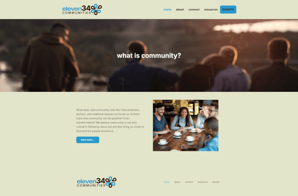eleven34.org home page image